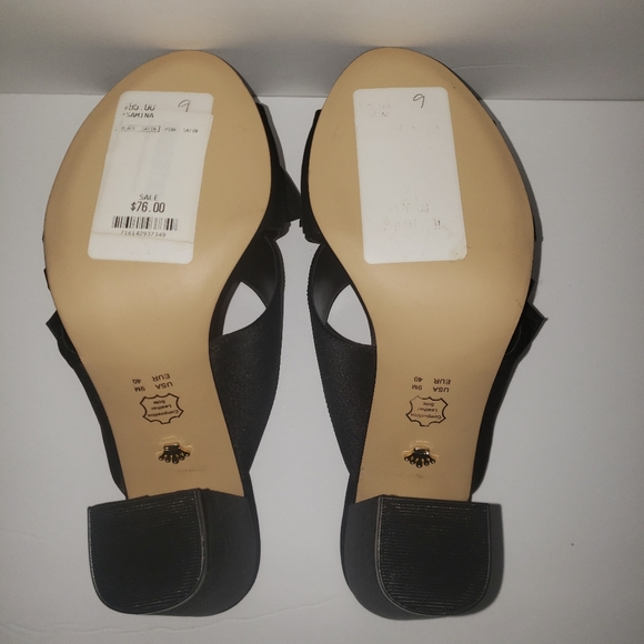 NWT Nina Samina Black Satin Bow Mule Sandals - Picture 7 of 8